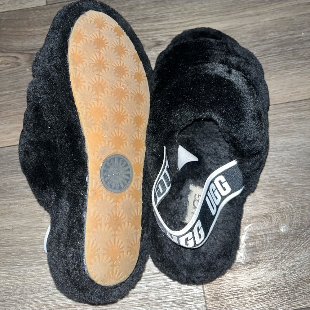 Jet black ugg slides (authentic)